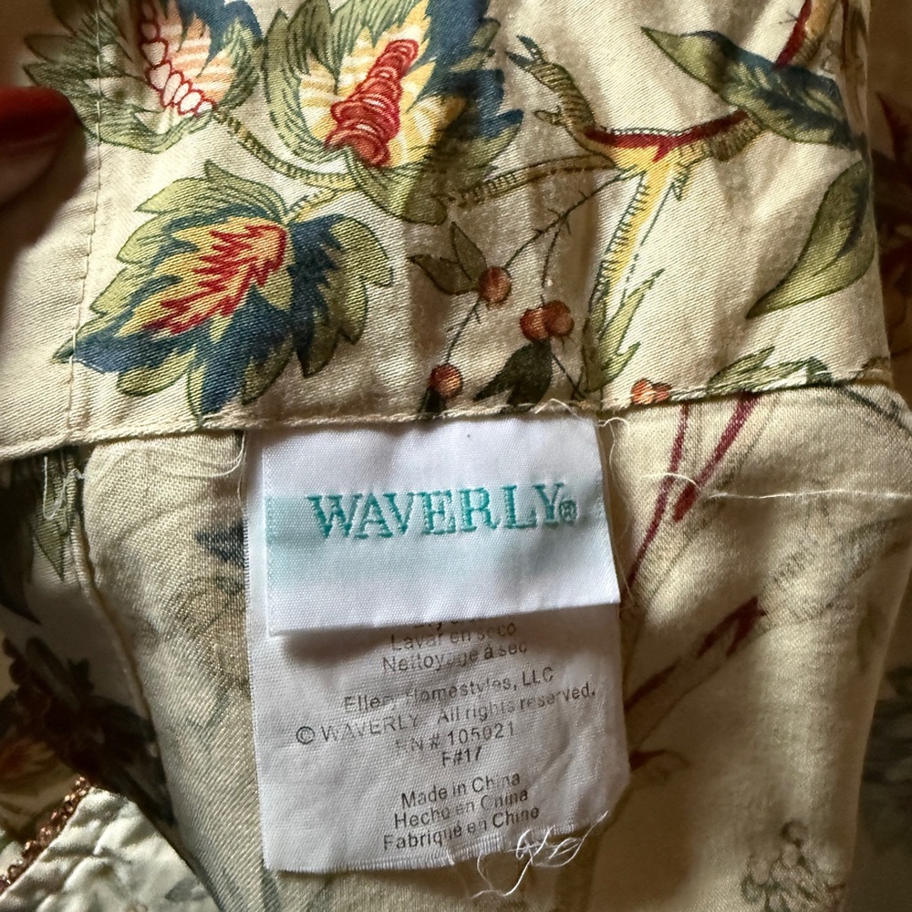 Waverly Botanical Print Fabric with Red and Green Accents - Picture 4 of 4